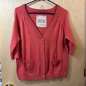 Mossimo coral short-sleeve cardigan sweater, size XXL, button front, business